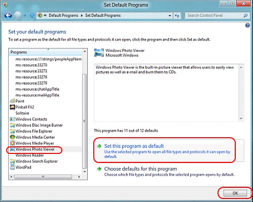 Windows Photo Viewer, Set as Default